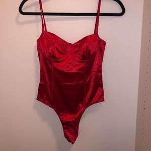 Red bustier bodysuit
